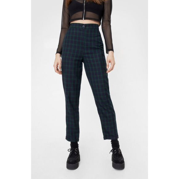 Nasty Gal Pants - Nasty Gal Stop Checking Up On Me Tartan Pants Womens 6 Plaid High Rise Trousers